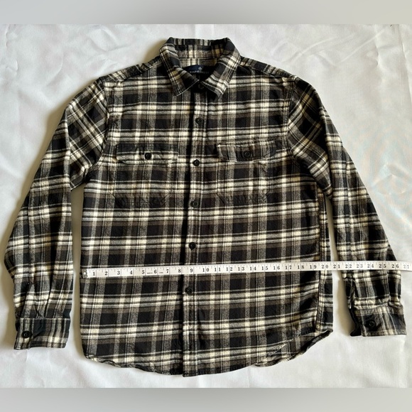 Rainforest Men’s Flannel Shirt Large Charcoal Plaid Cotton 2 Pocket Long Sleeve - Picture 3 of 6